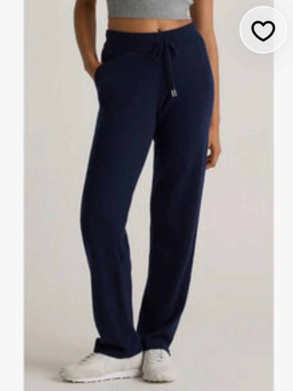 NWT Quince Mongolian Cashmere straight leg Pants Navy Large